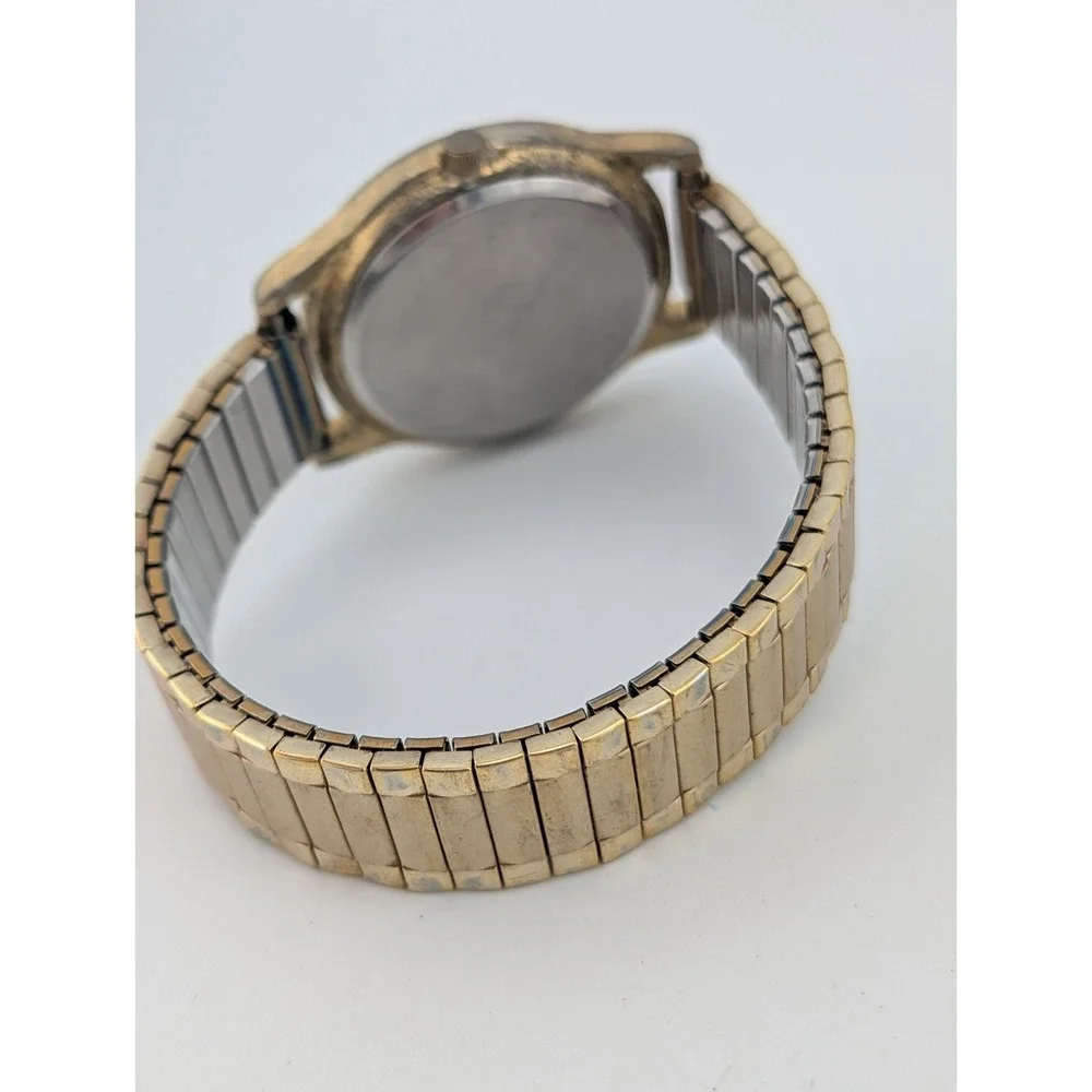 Times Square Men's Watch 37mm Case Gold Stretch Band- New Battery